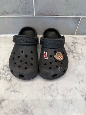 CROCS Kids Black Classic Clog with Sports Jibbitz